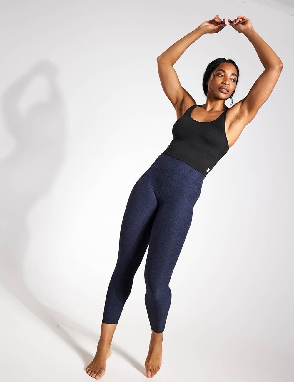 Vuori Daily Legging Women’s Large Navy Heather High Rise Crop Yoga Athletic